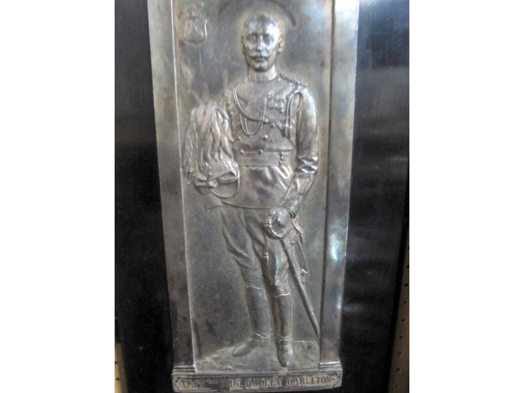 Appraisal: A wall mounted white metal portrait plaque 'Captain The Honourable