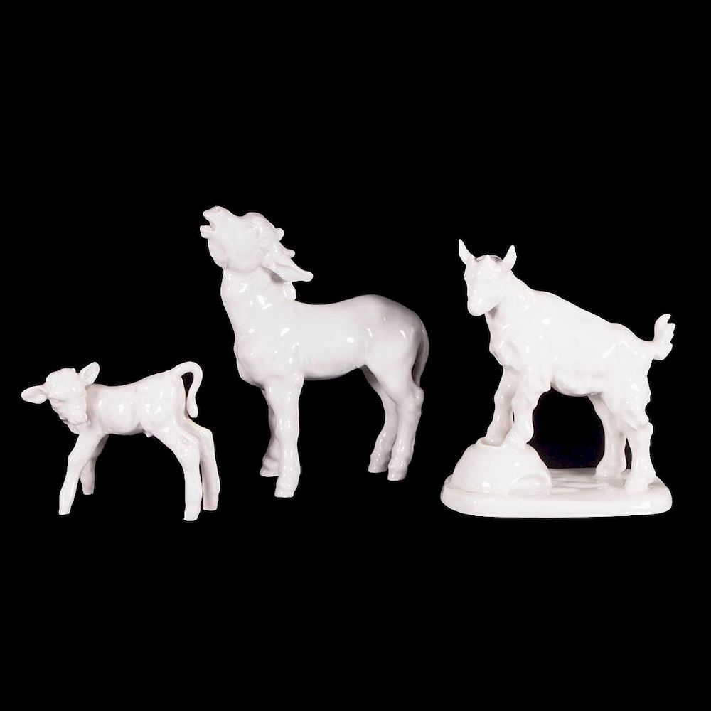 Appraisal: White Meissen Animal Figures by Ludwig Zepner Weifs German Three