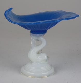 Appraisal: Sandwich Early American Pattern Glass blue and clambroth dolphin post