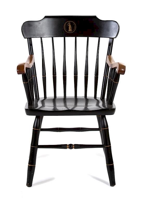 Appraisal: A University of Virginia Stenciled and Ebonized Armchair A University