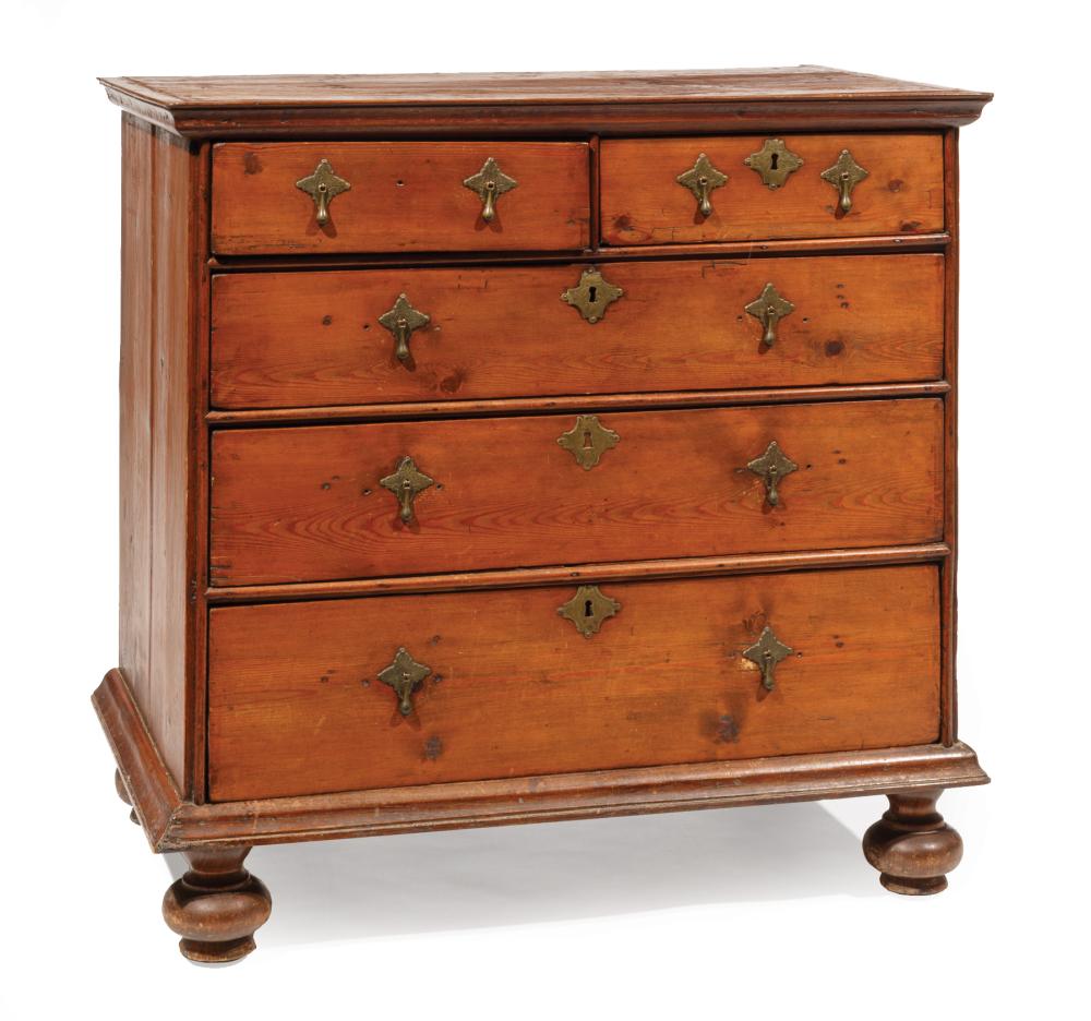 Appraisal: American William and Mary Pine Chest of Drawers th c