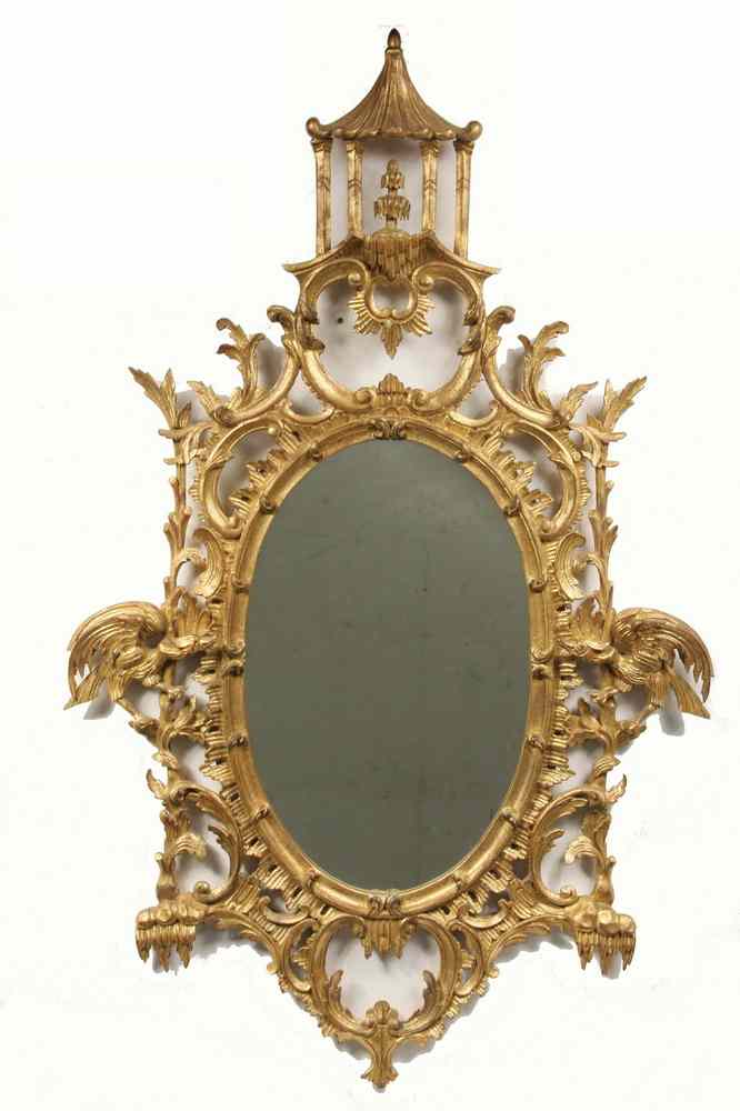 Appraisal: REPLICA GILT CHIPPENDALE MIRROR - th c Custom Replica of