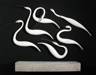 Appraisal: Guy Taplin b Six egrets All signed Wood and wire