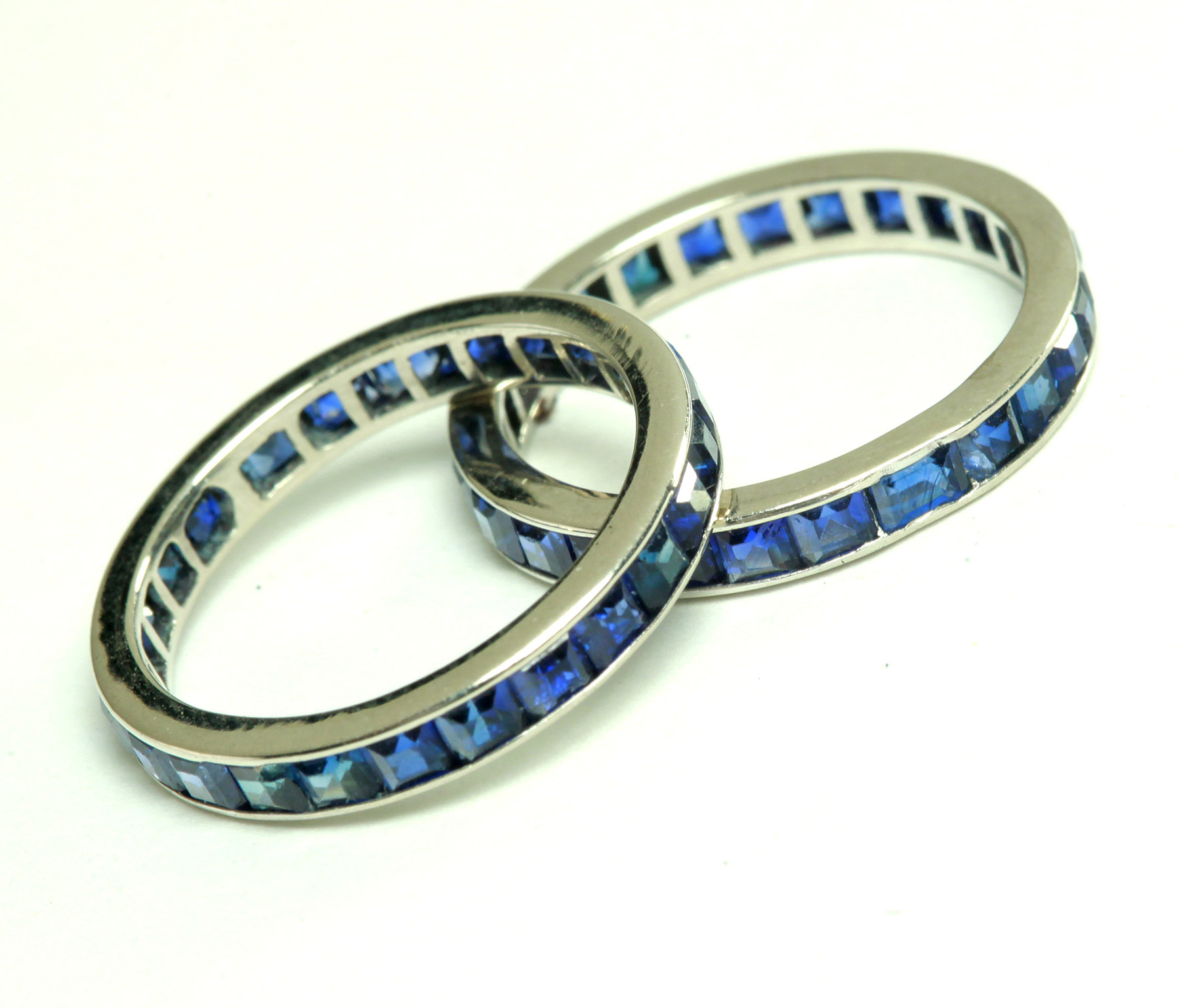 Appraisal: TWO SAPPHIRE ETERNITY BANDS American th century k white gold