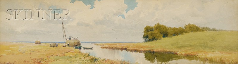 Appraisal: Charles George Copeland American - Haying On the River Bank