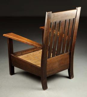 Appraisal: Early Stickley Bros Fixed Back Armchair Made of quarter sawn