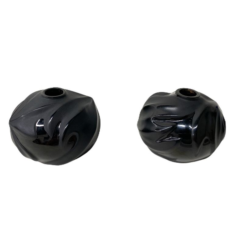 Appraisal: A Pair of Lalique Candle Holders in Black A Pair