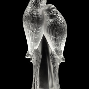 Appraisal: A Lalique Deux Perruches Sculpture Second Half th Century Height