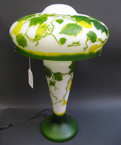 Appraisal: AFTER EMILLE GALLE CAMEO STYLE GLASS LAMP The table lamp