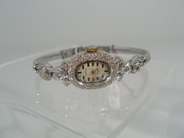 Appraisal: Ladies Waltham Watch c jewel K white gold w diamonds