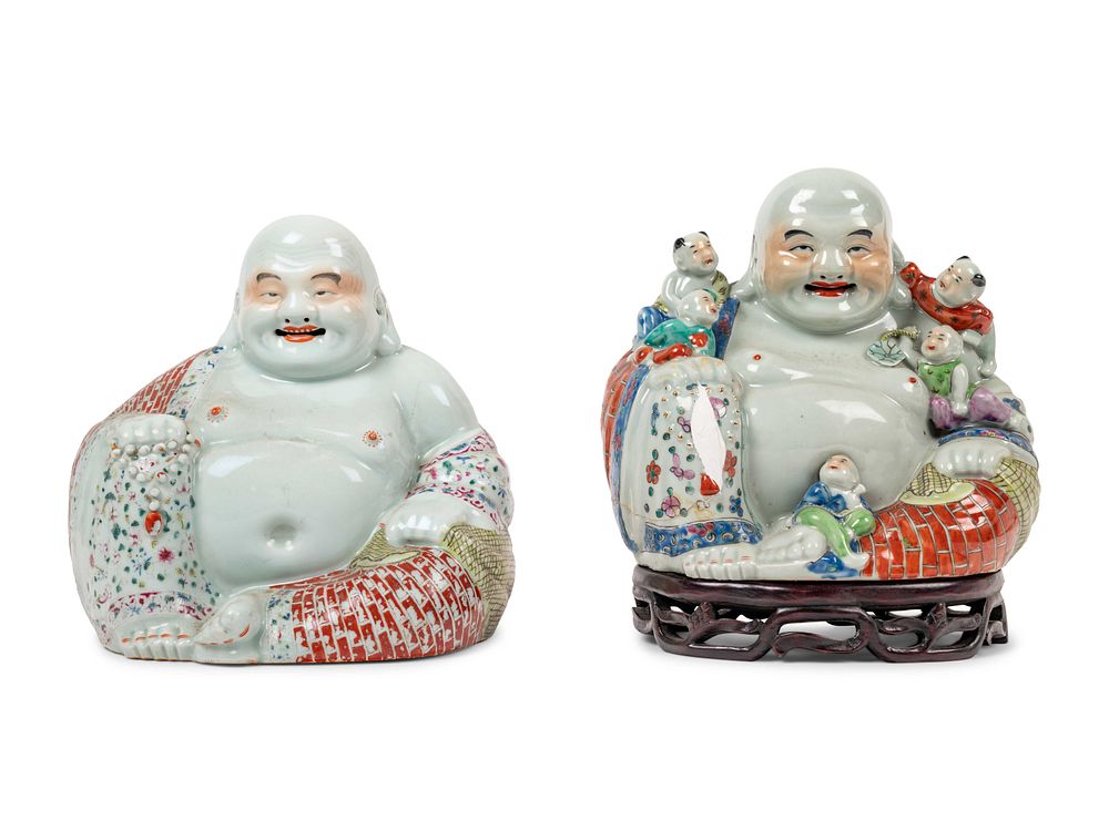 Appraisal: Two Chinese Famille Rose Porcelain Figures of Laughing Buddha Two