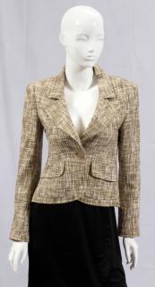 Appraisal: CHANEL BEIGE COTTON BLAZER CHANEL BEIGE COTTON BLAZER SIZE Shades