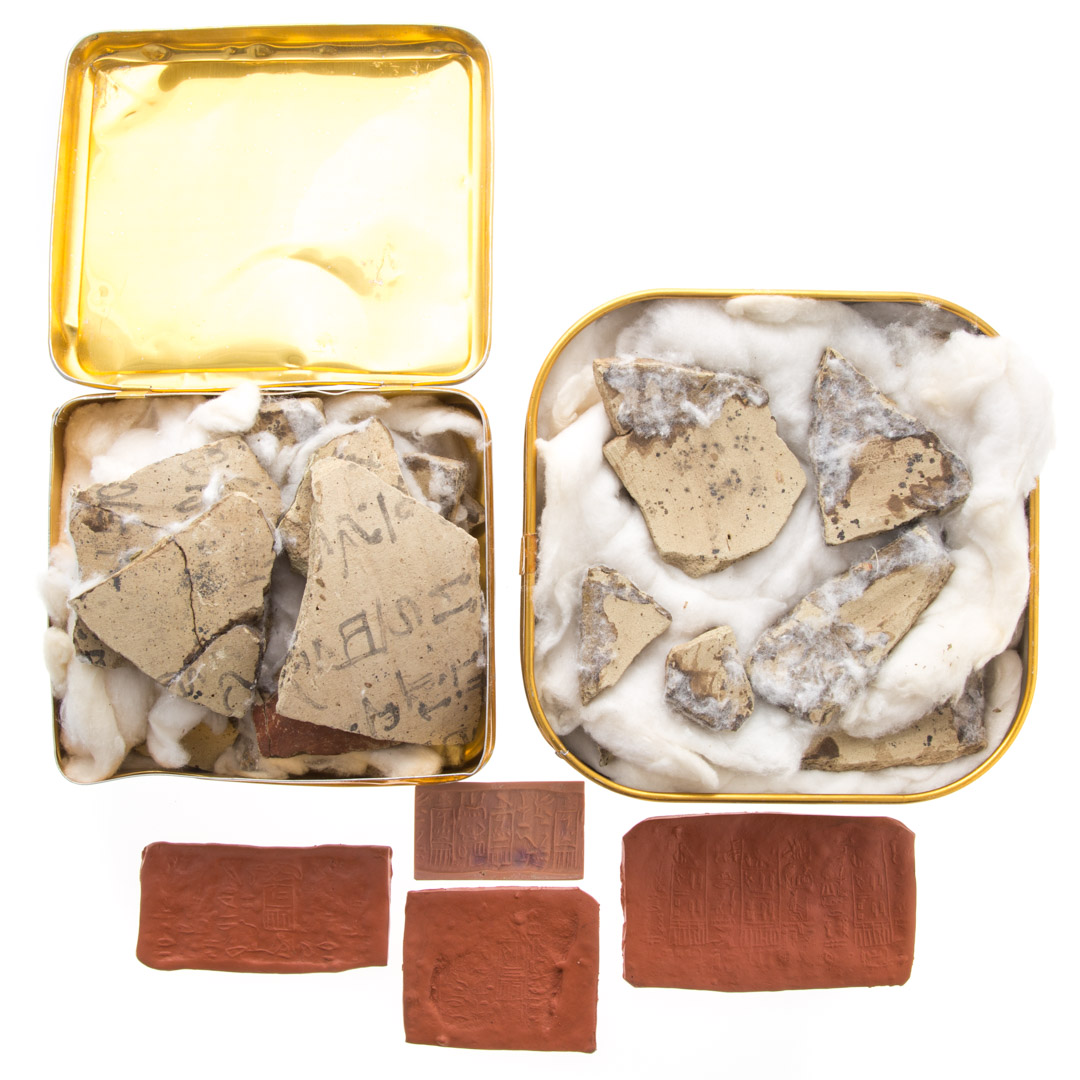 Appraisal: Rare Ancient Egyptian pottery fragments group of fragments of an