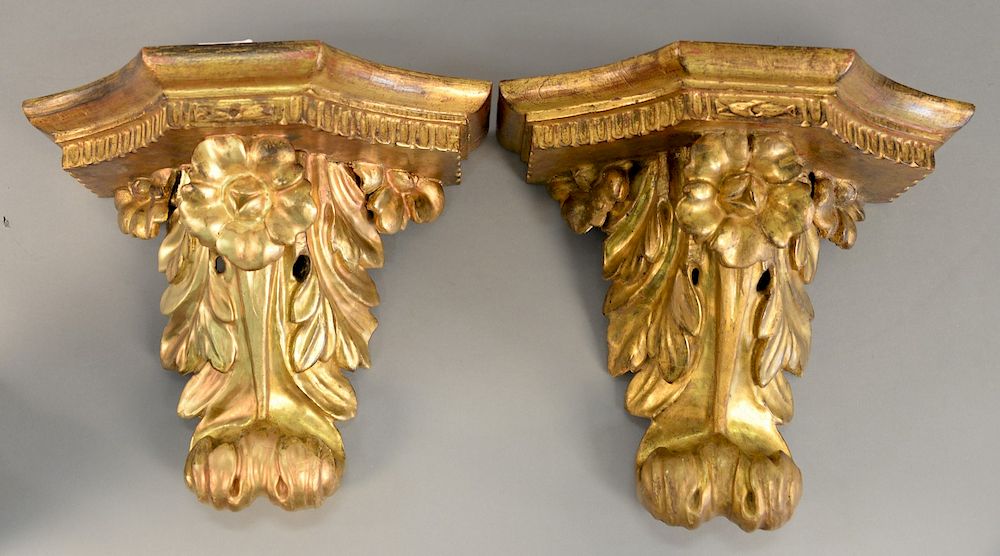 Appraisal: Pair of carved gilt wall brackets ht in wd in