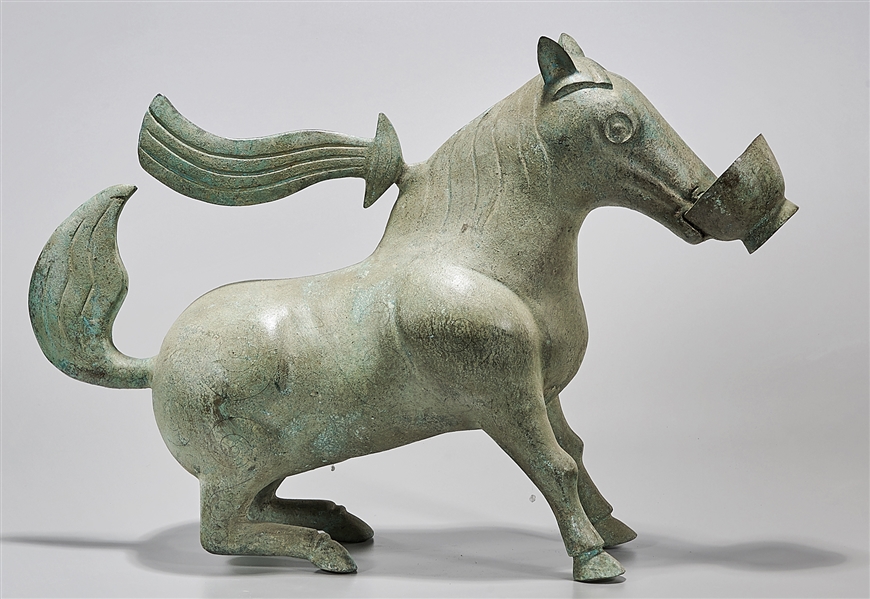 Appraisal: Chinese archastic bronze figure of a horse x x approx