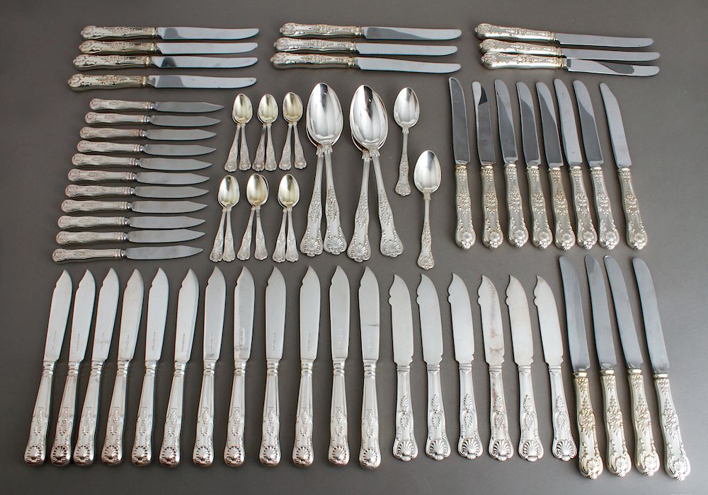 Appraisal: Tiffany Co Silver-Plate English King Flatware Silverplate flatware and servingware