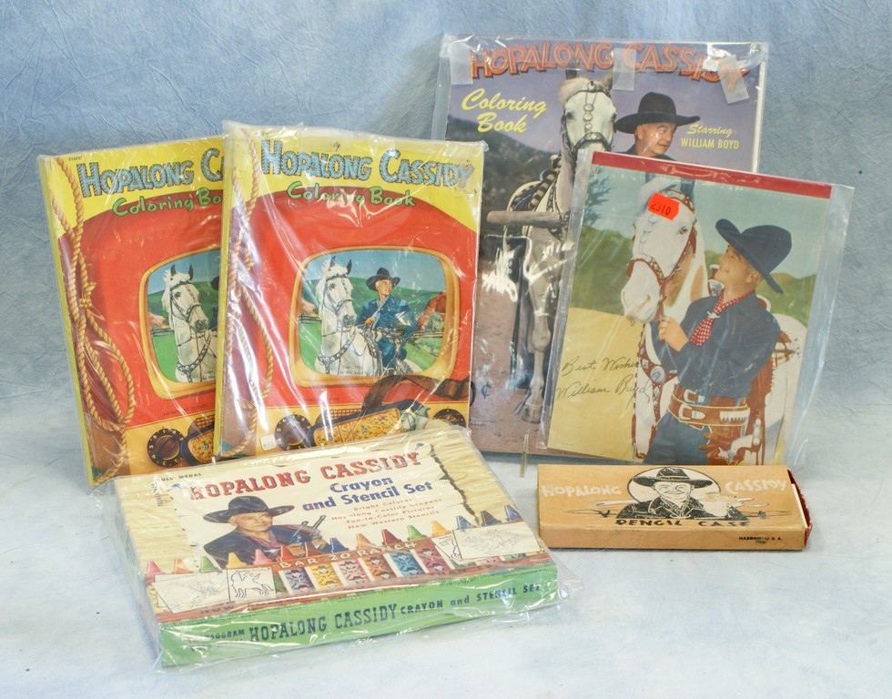 Appraisal: Hopalong Cassidy art lot including crayon stencil set pencil case