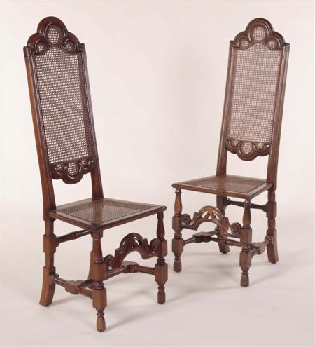 Appraisal: A set of eight Charles II style elm high back