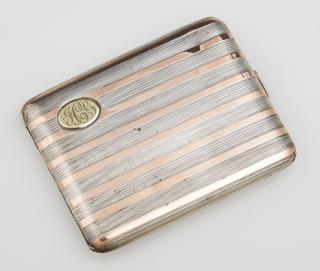 Appraisal: Elgin Sterling and K Rose Gold Cigarette Case c Elgin