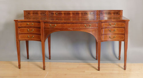 Appraisal: Regency style inlaid mahogany sideboard h w