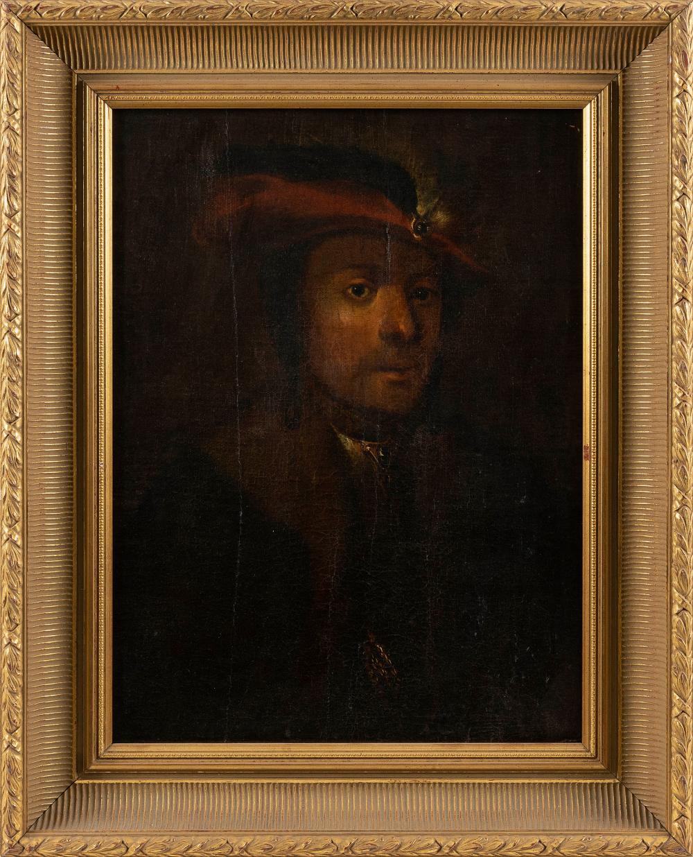 Appraisal: AMERICAN SCHOOL TH CENTURY PORTRAIT OF A YOUNG MAN POSSIBLY