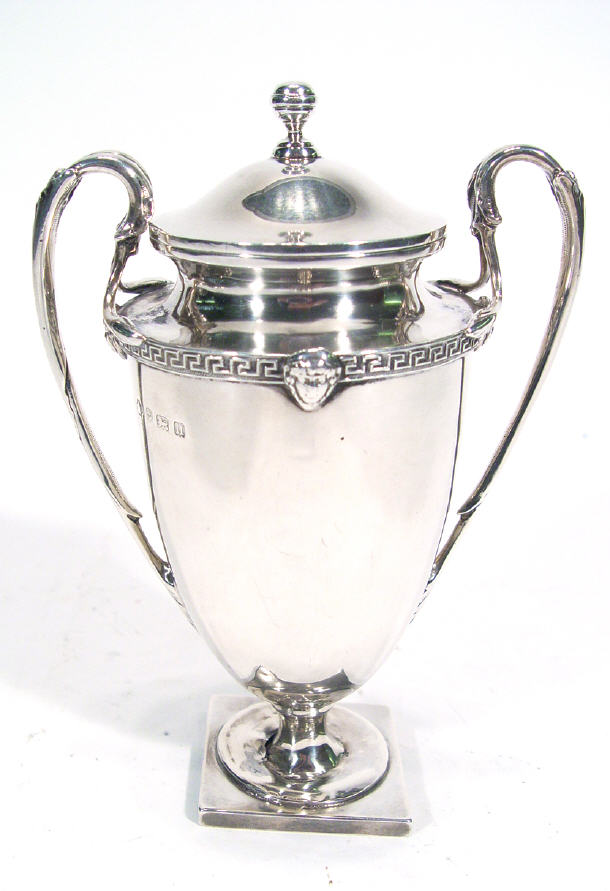 Appraisal: Two handled silver Campana urn shaped trophy and cover Birmingham