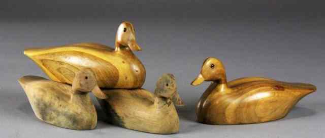 Appraisal: Decorative Duck DecoysTwo varnished decoys with glass eyes '' H