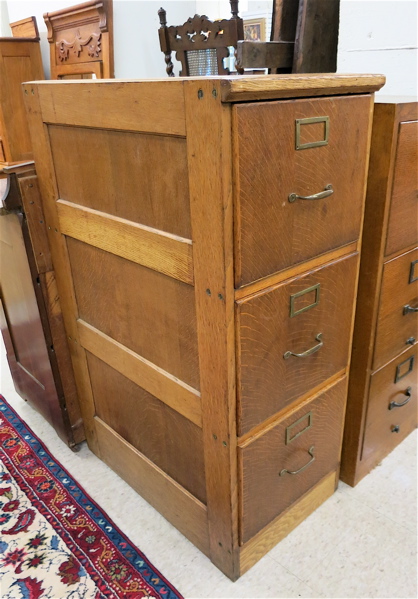 Appraisal: THREE-DOOR OAK FILE CABINET American early th century having a