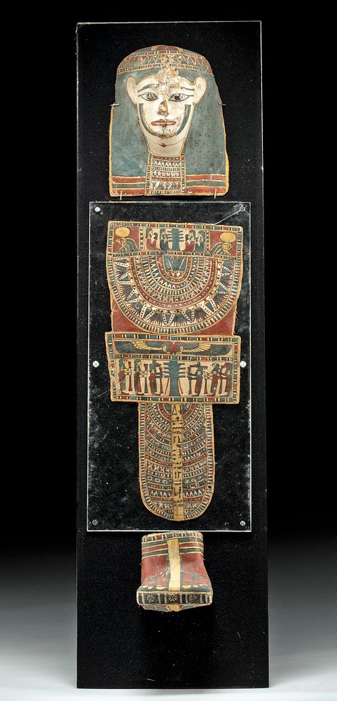 Appraisal: Romano-Egyptian Cartonnage Ensemble for a Child Egypt Romano-Egyptian period ca