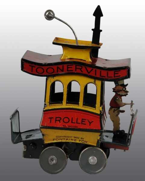 Appraisal: Tin Litho Nifty Toonerville Trolley Wind-Up Toy Description German Working