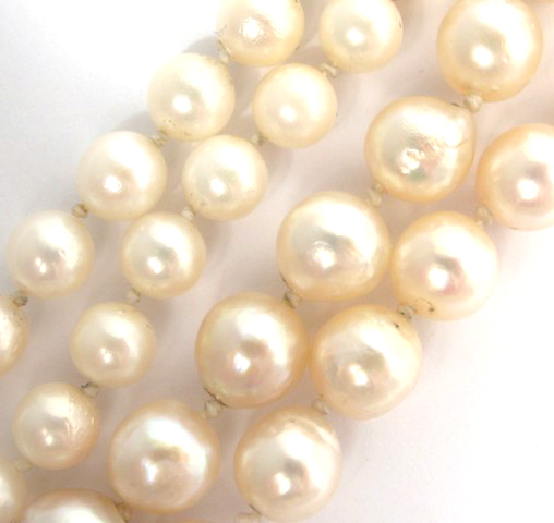 Appraisal: TWO PEARL NECKLACES one strung with slightly off round pearls