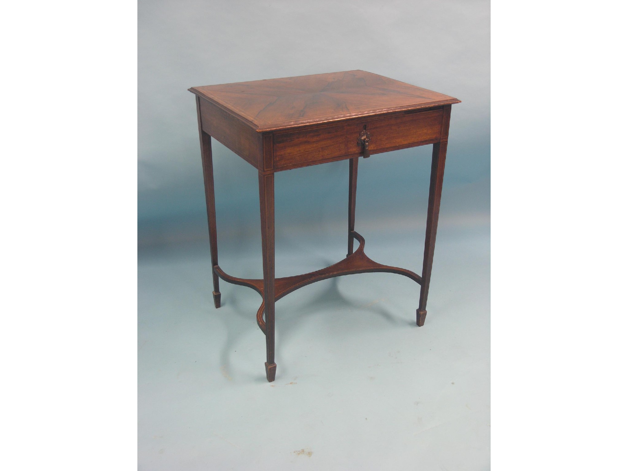 Appraisal: A Victorian inlaid rosewood side table quarter-veneered top with single