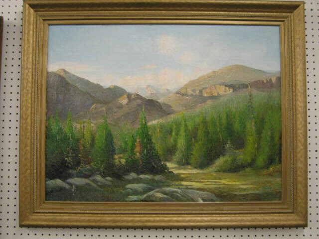 Appraisal: George Harper Oil on Canvas landscape with snow trees artist