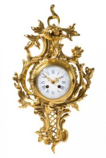 Appraisal: A Rococo Style Gilt Bronze Cartel Clock Height inches A