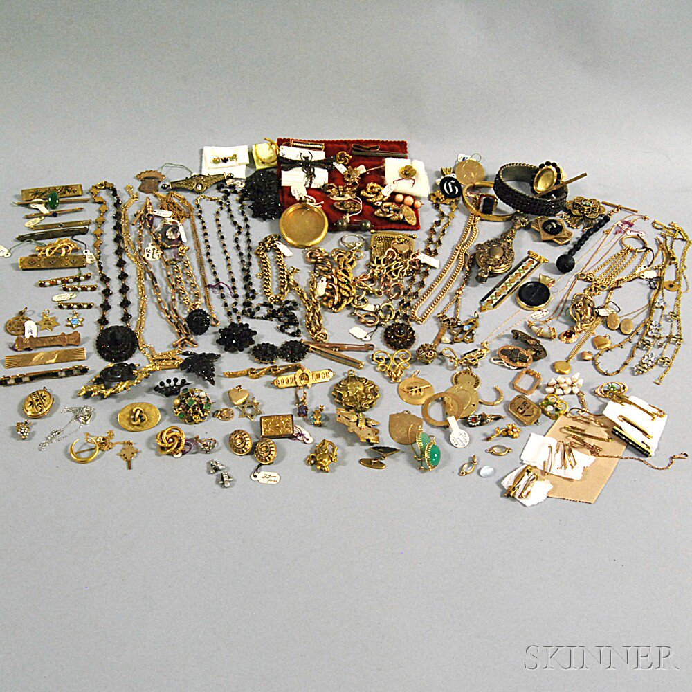 Appraisal: Large Collection of Victorian Jewelry including a moonstone suite gold-filled