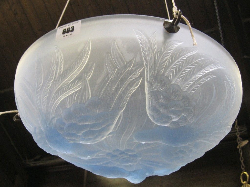 Appraisal: Moulded opalescent glass ceiling light bowl