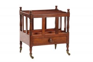 Appraisal: English Mahogany Canterbury w Single Drawer English early to mid