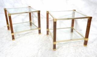 Appraisal: Pair Pierre Vandel Paris Square End Tables Gold Tone metal