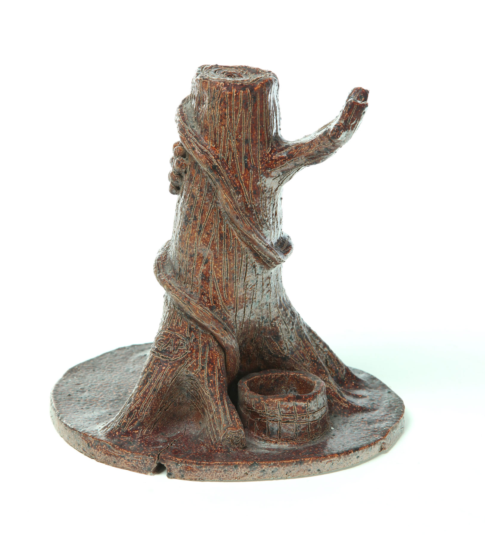 Appraisal: SEWERTILE TREE TRUNK LAMP BASE Ohio early th century Large