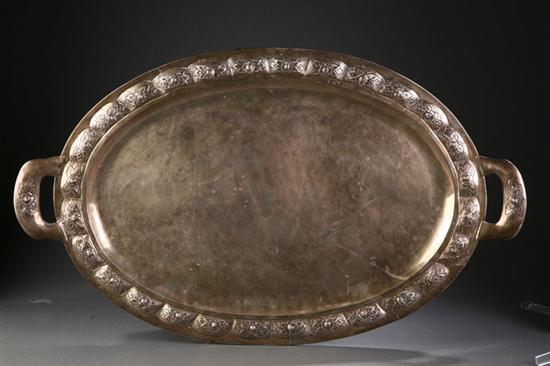 Appraisal: SILVER TRAY Unmarked but probably Mexican th century Floral rim