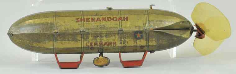 Appraisal: LEHMANN ''SHENANDOAH'' DIRIGIBLE Lithographed tin clockwork action features two gondolas