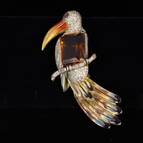 Appraisal: Coro Craft Corocraft Adolph Katz Pave Enamel Amber Jewel Belly