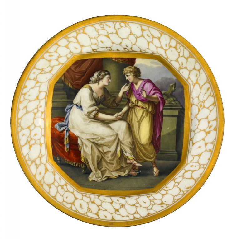 Appraisal: A FINE GRAINGER CABINET PLATE painted with an octagonal panel