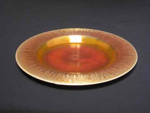 Appraisal: Steuben art glass plate Gold Aurene over calcite with strong