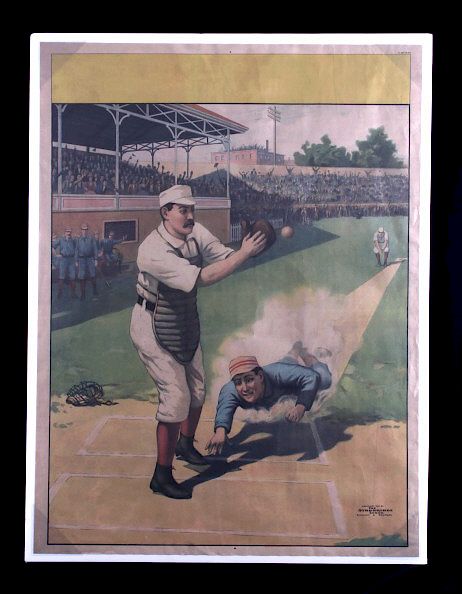 Appraisal: Baseball Lithograph Home Plate Slide This is an baseball lithograph