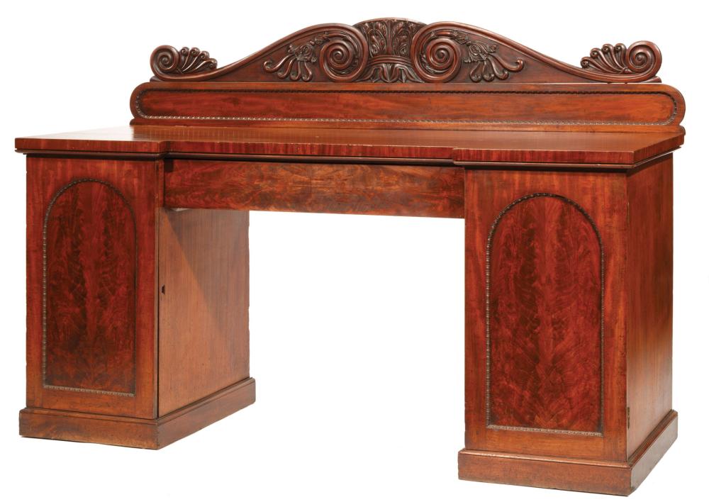 Appraisal: American Late Classical Carved Mahogany Pedestal Sideboard early-to-mid th c