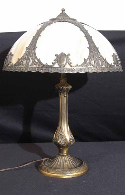 Appraisal: Victorian bronze slag glass lamp indistinct mark H in