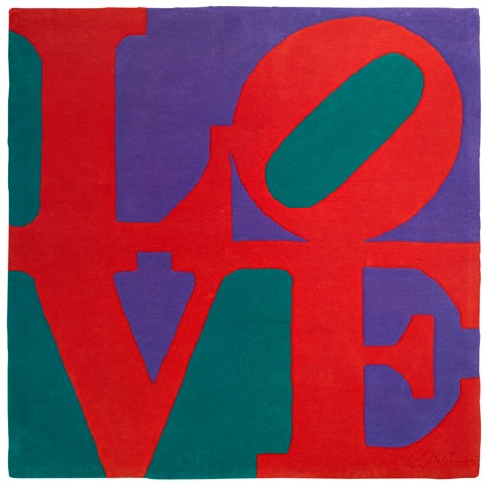 Appraisal: ROBERT INDIANA Chosen Love Archival New Zealand wool hand-tufted woven