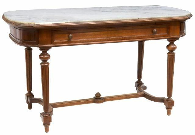 Appraisal: French Louis XVI style marble-top walnut table late th c