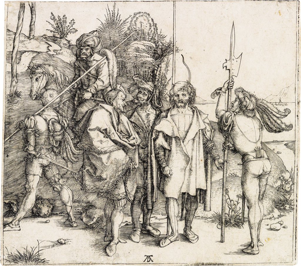 Appraisal: ALBRECHT D RER Five Soldiers and a Turk on Horseback